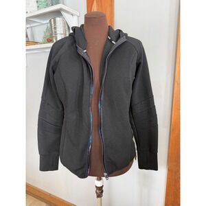 Superdry Sport Black athletic Hoodie Jacket Women's Size 10 Perforated Details